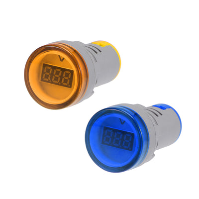 Harfington Uxcell Digital LED Display Voltmeter AC 60-500V Voltage Meter Gauge Tester Signal Indicator Light Panel Blue Yellow 2Pcs