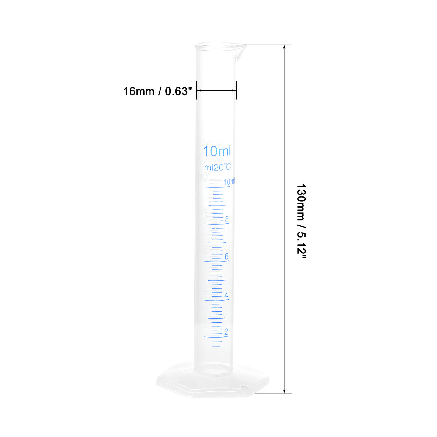 uxcell Uxcell Plastic Graduated Cylinder, 10ml Measuring Cylinder,  2-Sided Metric Marking