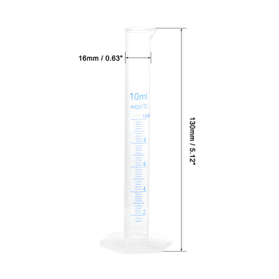 Harfington Uxcell Graduated Cylinder, 10ml Measuring Cylinder, 2-Sided Metric Marking, 4Pcs