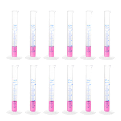 Harfington Uxcell Plastic Graduated Cylinder 10ml Measuring Cylinder, 2-Sided Metric Marking 12Pcs