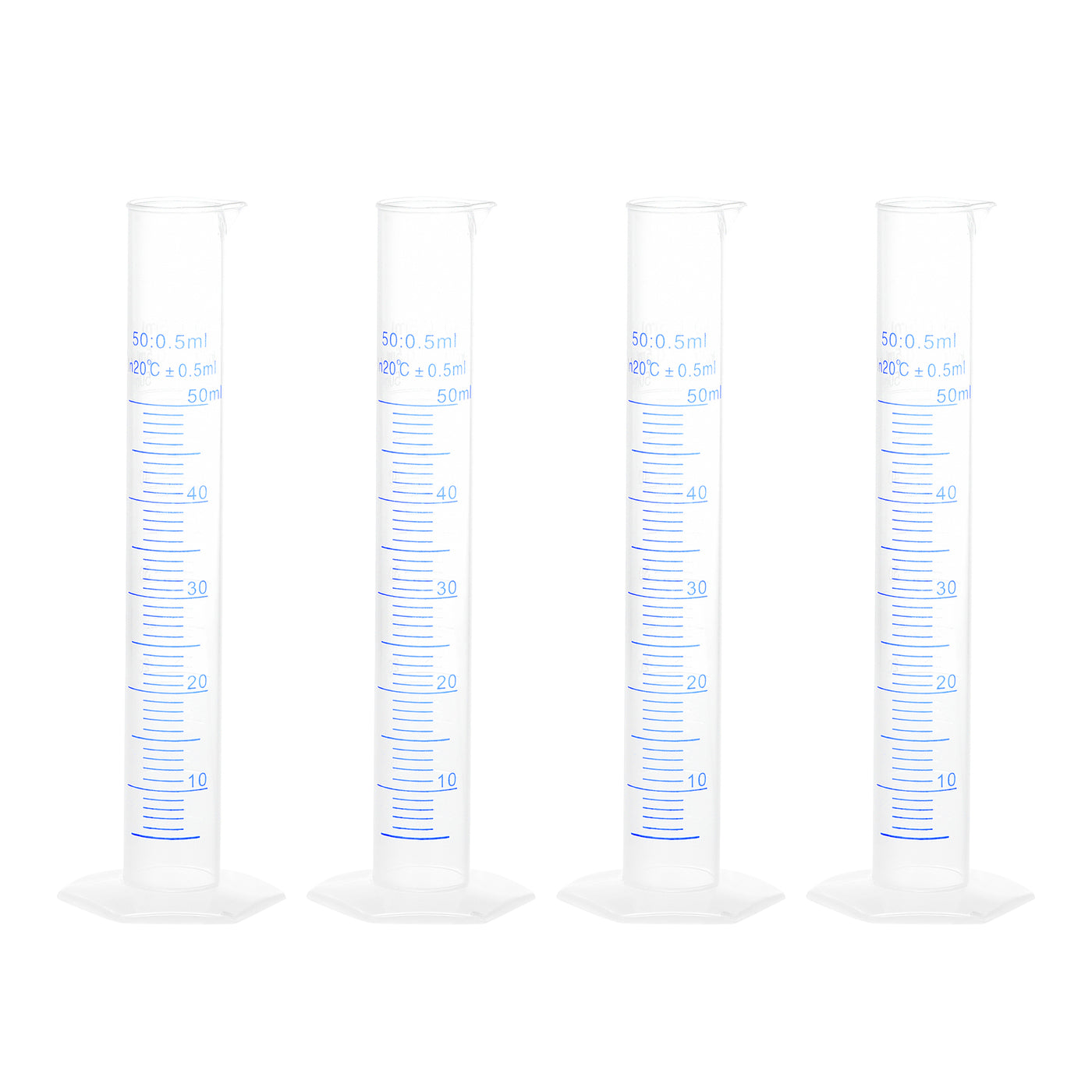 uxcell Uxcell Plastic Graduated Cylinder, 50ml Measuring Cylinder 2-Sided Metric Marking 4Pcs