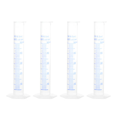 Harfington Uxcell Plastic Graduated Cylinder, 50ml Measuring Cylinder 2-Sided Metric Marking 4Pcs