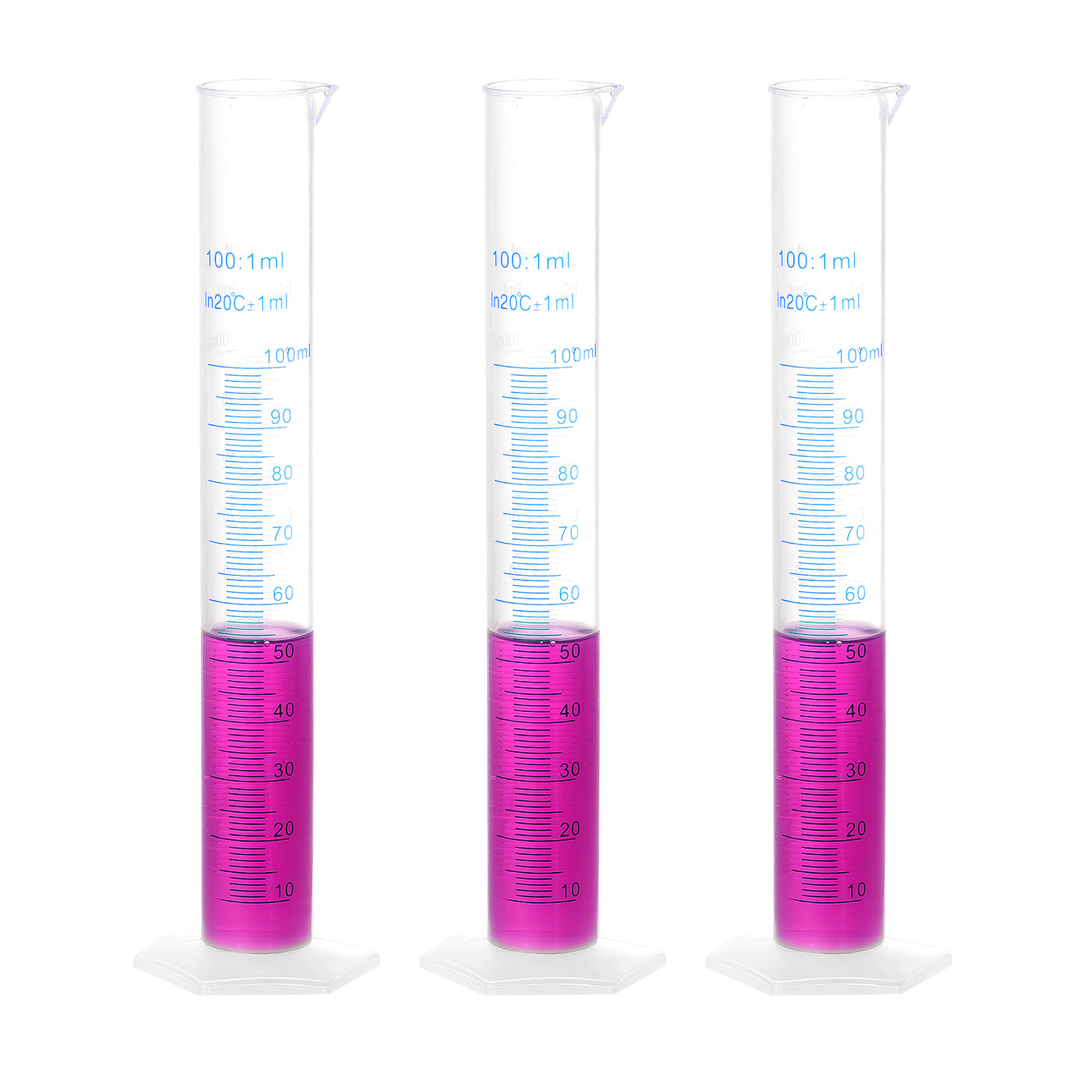 uxcell Uxcell Plastic Graduated Cylinder, 100ml Measuring Cylinder 2-Sided Metric Marking 3Pcs