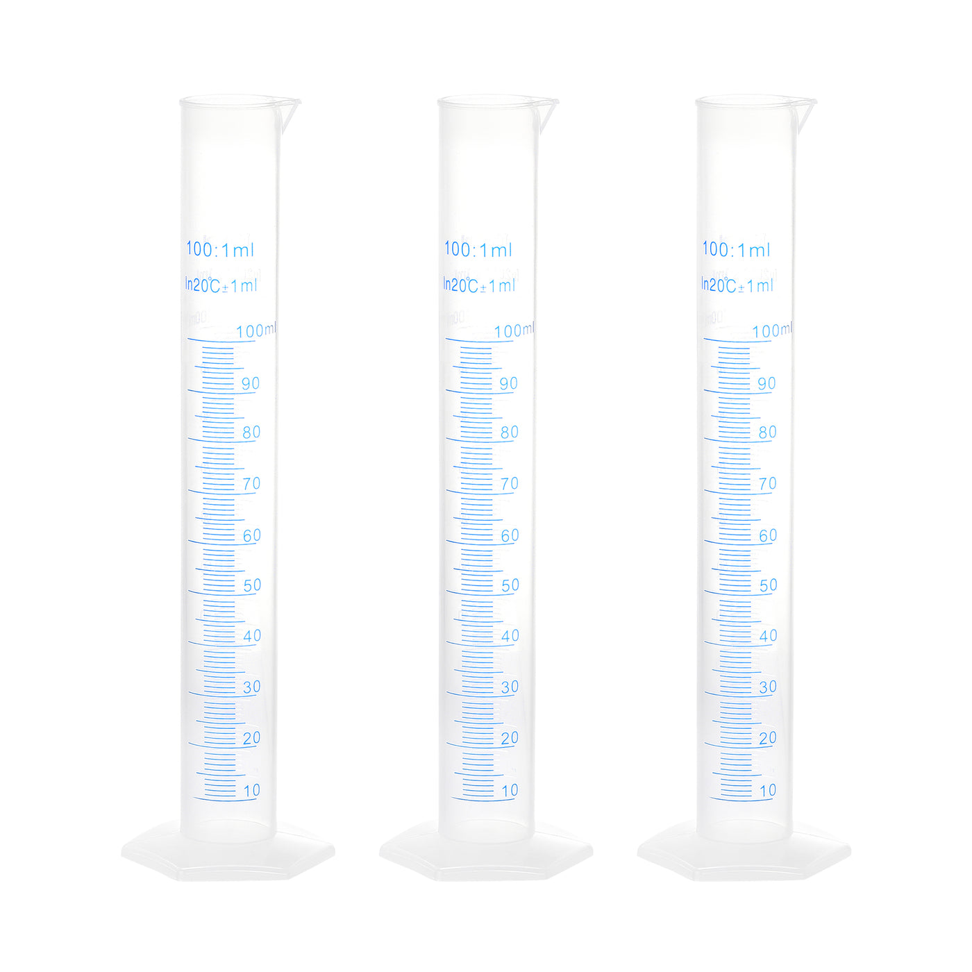 uxcell Uxcell Plastic Graduated Cylinder, 100ml Measuring Cylinder 2-Sided Metric Marking 3Pcs