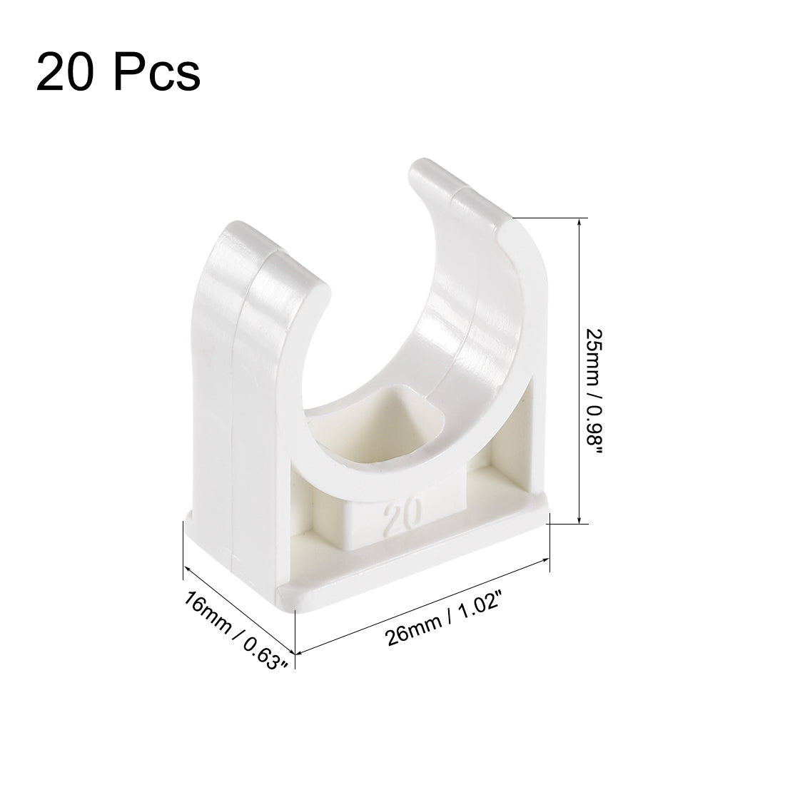 Uxcell Uxcell PVC Pipe Clamps Clips 24mm , Fit for 24mm/0.94" OD TV Trays Tubing Hose Hanger Support Pex Tubing, w Mounting Screws White 20Pcs
