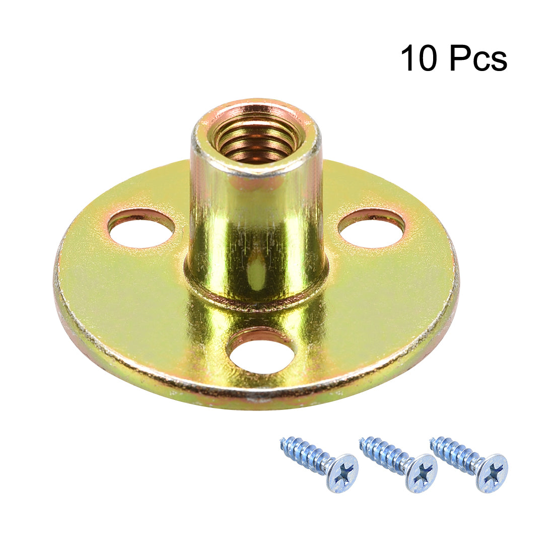 Uxcell Uxcell M10 Brad Hole Tee Nut Carbon Steel T-Nuts Furniture Hardware Flange Insert Female Thread with Screws 10pcs
