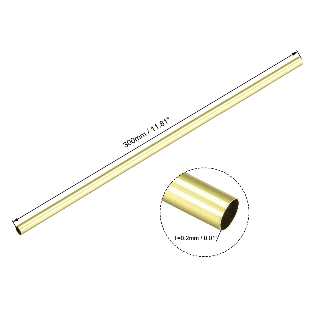uxcell Uxcell Brass Tube, 4mm 4.5mm 5mm 5.5mm 6mm 6.5mm OD X 0.2mm Wall Thickness 300mm Length Seamless Round Pipe Tubing, Pack of 6