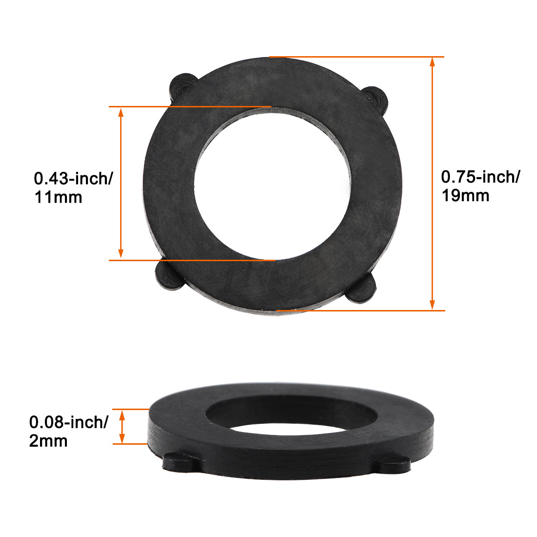 uxcell Uxcell Nitrile Rubber Flat Washers 19mm OD 11mm ID 2mm Thickness with 4 Outer Tabs, for Faucet Pipe Water Hose, Pack of 10