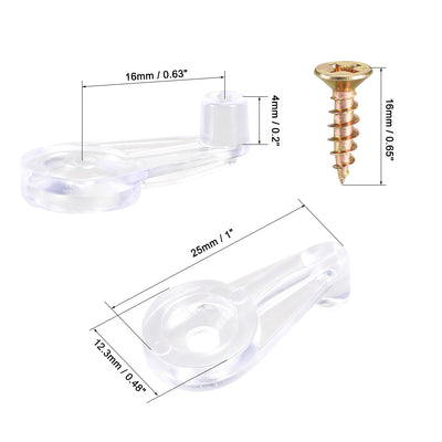 Harfington Uxcell Glass Retainer Clips Kit, 20Pack 4mm Cabinet Glass Clips W/ Screws (Clear)