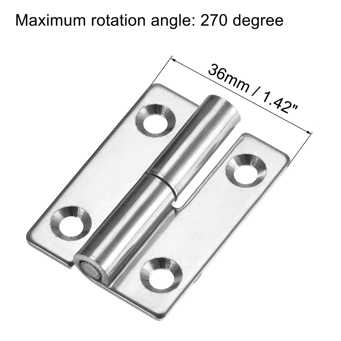uxcell Uxcell Lift Off Hinge , Right Handedness Mini Stainless Steel Hinge Detachable Slip Joint Small Flag Hinges 50mm Long 36mm Open Width