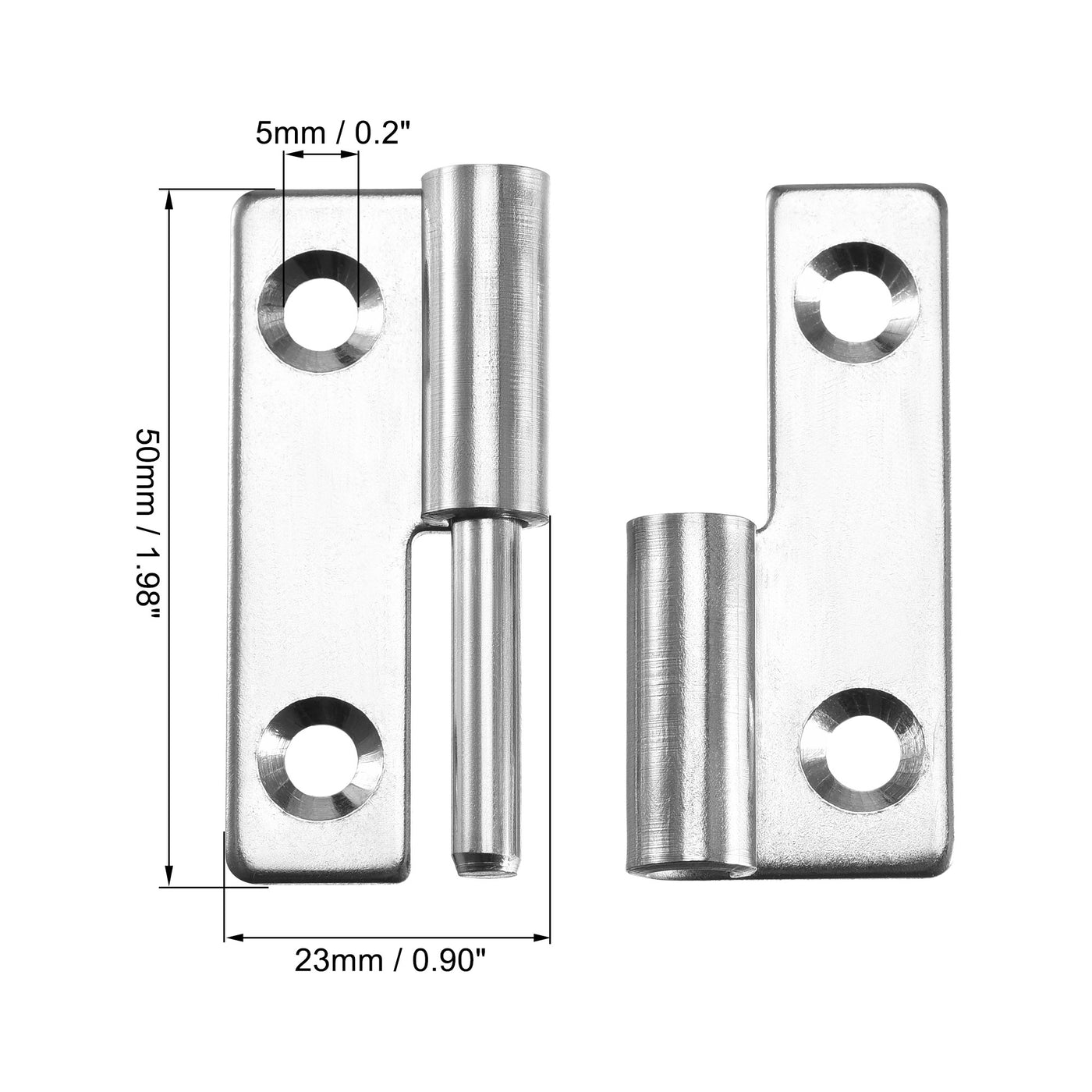 uxcell Uxcell Lift Off Hinge , Right Handedness Mini Stainless Steel Hinge Detachable Slip Joint Small Flag Hinges 50mm Long 36mm Open Width