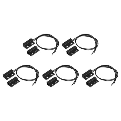 Harfington Uxcell Wired Door Contact Sensor NC Surface Mount Magnetic Reed Switch Black 5 Pcs