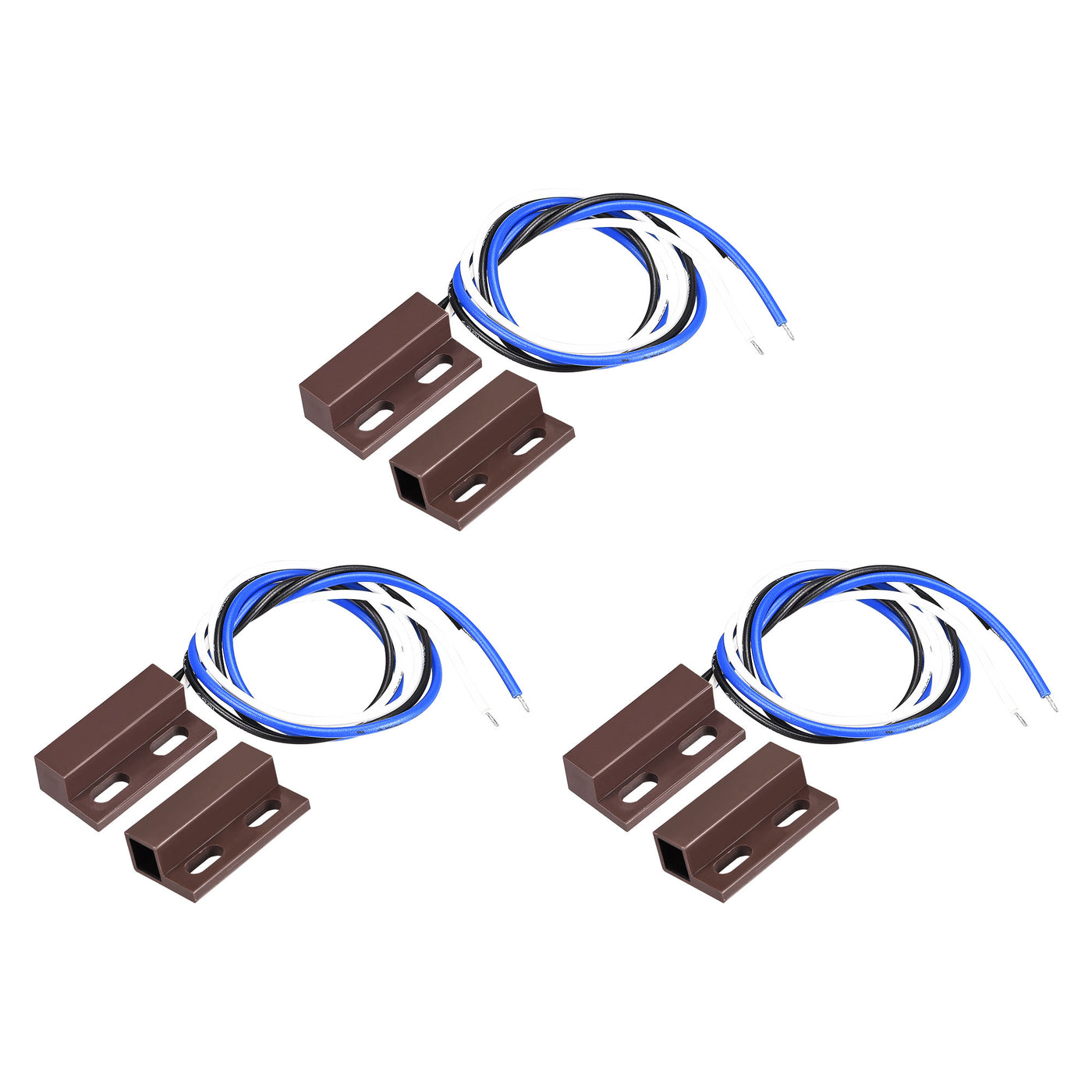 uxcell Uxcell Wired Door Contact Sensor NO NC Surface Mount Magnetic Reed Switch Brown 3 Pcs