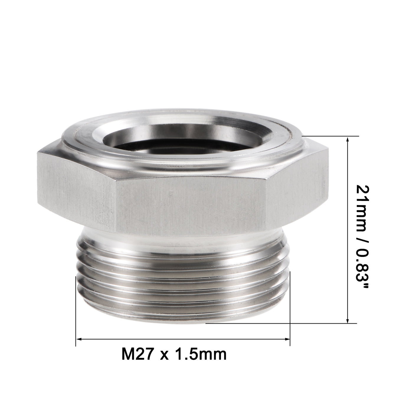 Uxcell Uxcell Oil Liquid Level Gauge Sight Glass M18x1.5mm Male Threaded 304 Stainless Steel Air Compressor Fittings with Gasket, Silver Tone