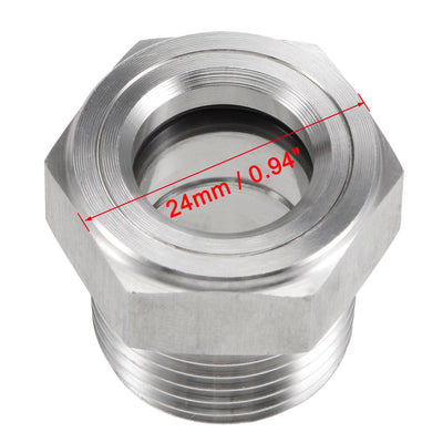 Harfington Uxcell Oil Liquid Level Gauge Sight Glass NPT Male Threaded 304 Stainless Steel Air Compressor Fittings, Silver Tone