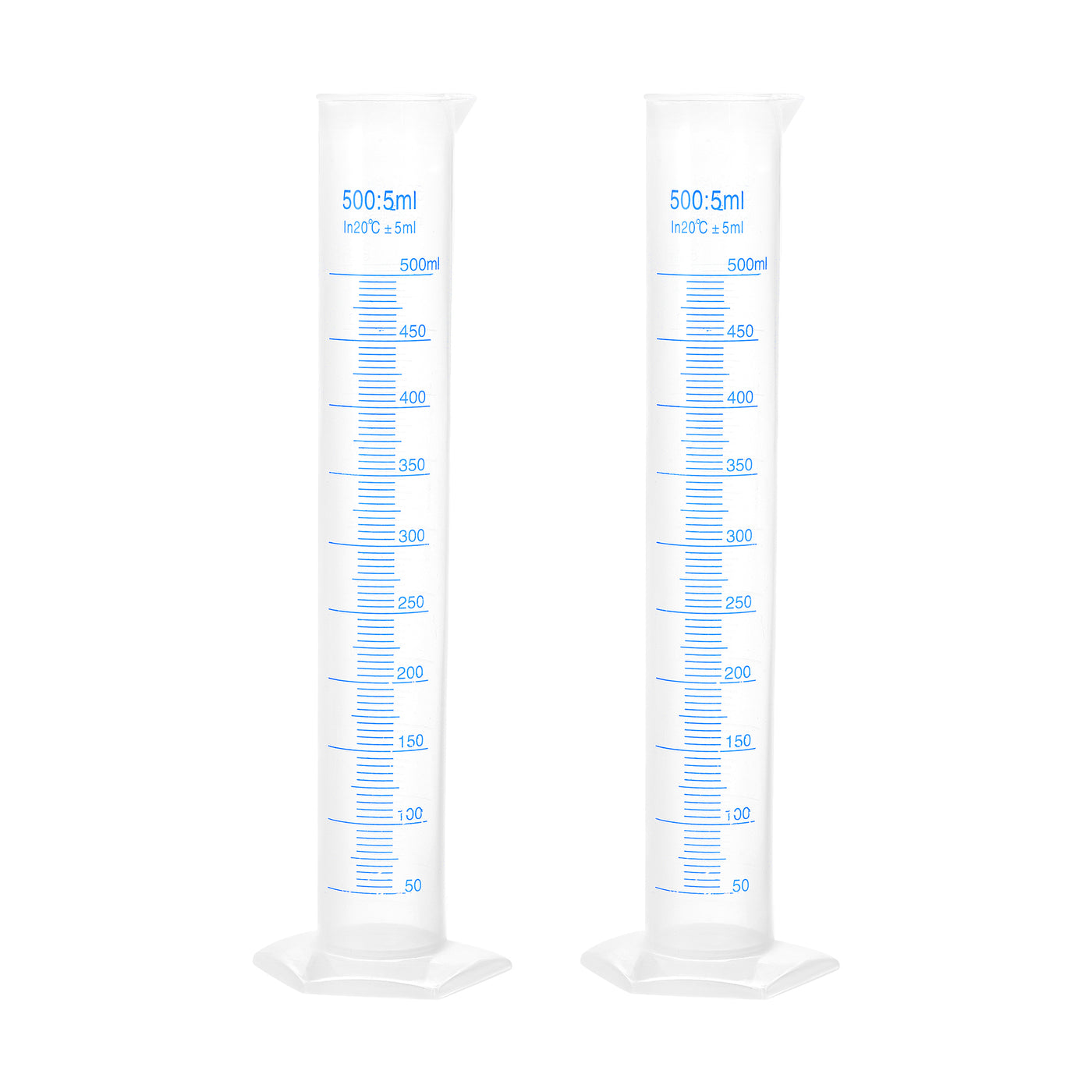 uxcell Uxcell Plastic Graduated Cylinder, 500ml Measuring Cylinder 2-Sided Metric Marking 2Pcs