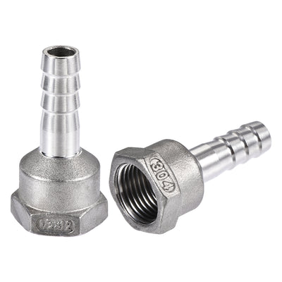uxcell Uxcell 304 Stainless Steel Hose Barb Fitting Coupler 12mm Barb G1/2 Female Thread