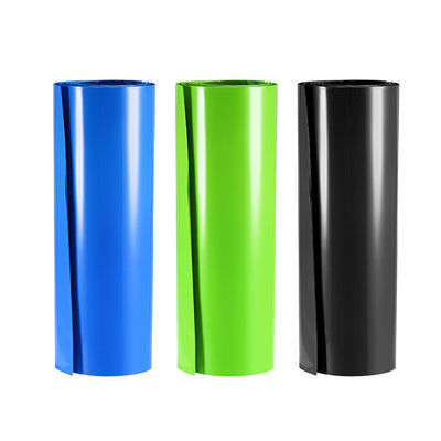 Harfington Uxcell Battery Wrap, 210mm Width 1m PVC Heat Shrink Tube Wraps Blue&Black&Green 3pcs