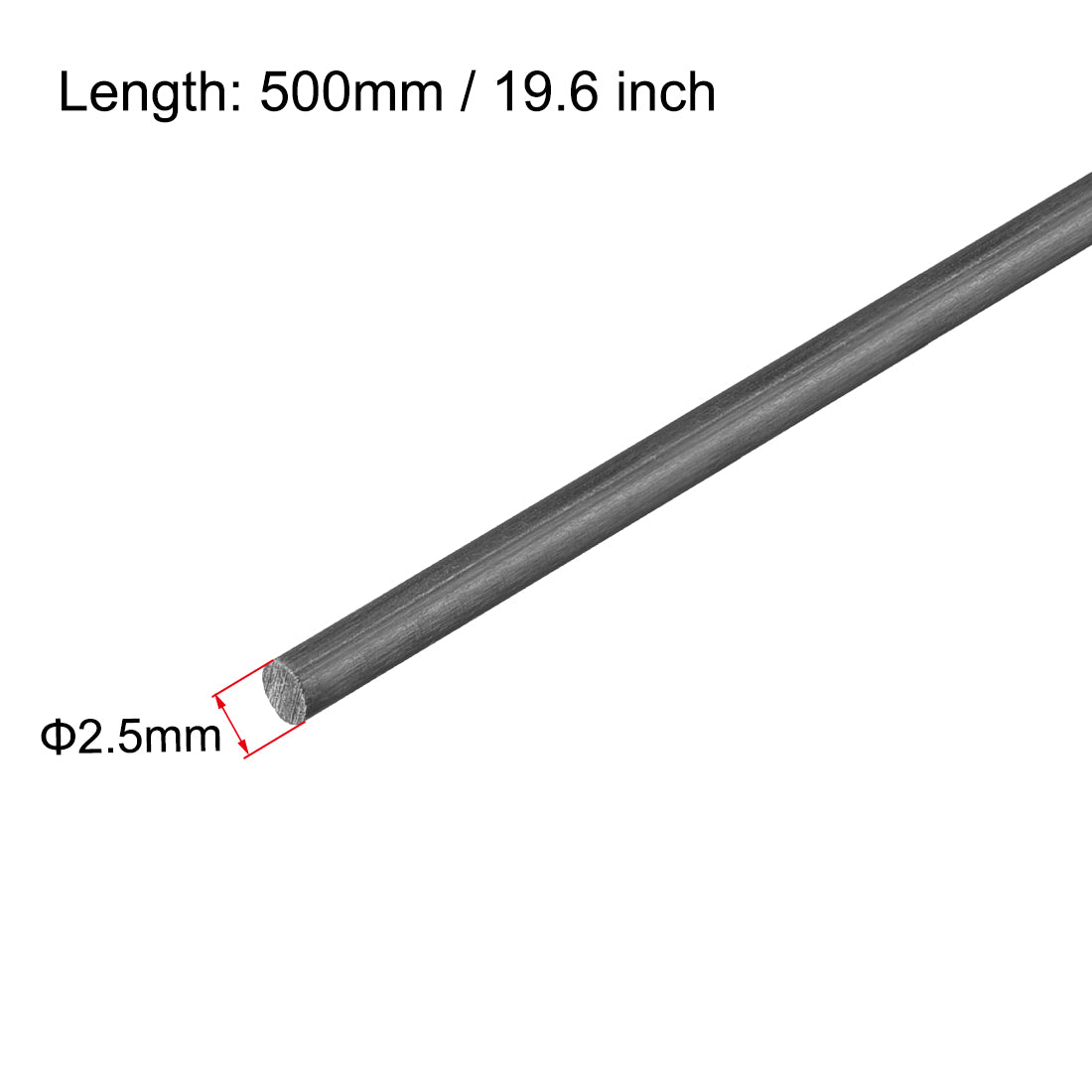 Uxcell Uxcell Carbon Fiber Rod 5mm, 500mm/19.6inch Length for RC Airplane Matte Pole, 4pcs