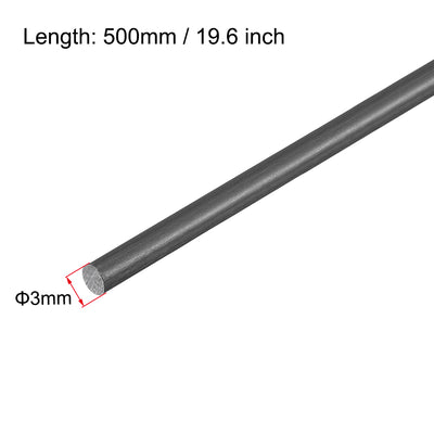 Harfington Uxcell Carbon Fiber Rod 5mm, 500mm/19.6inch Length for RC Airplane Matte Pole, 4pcs