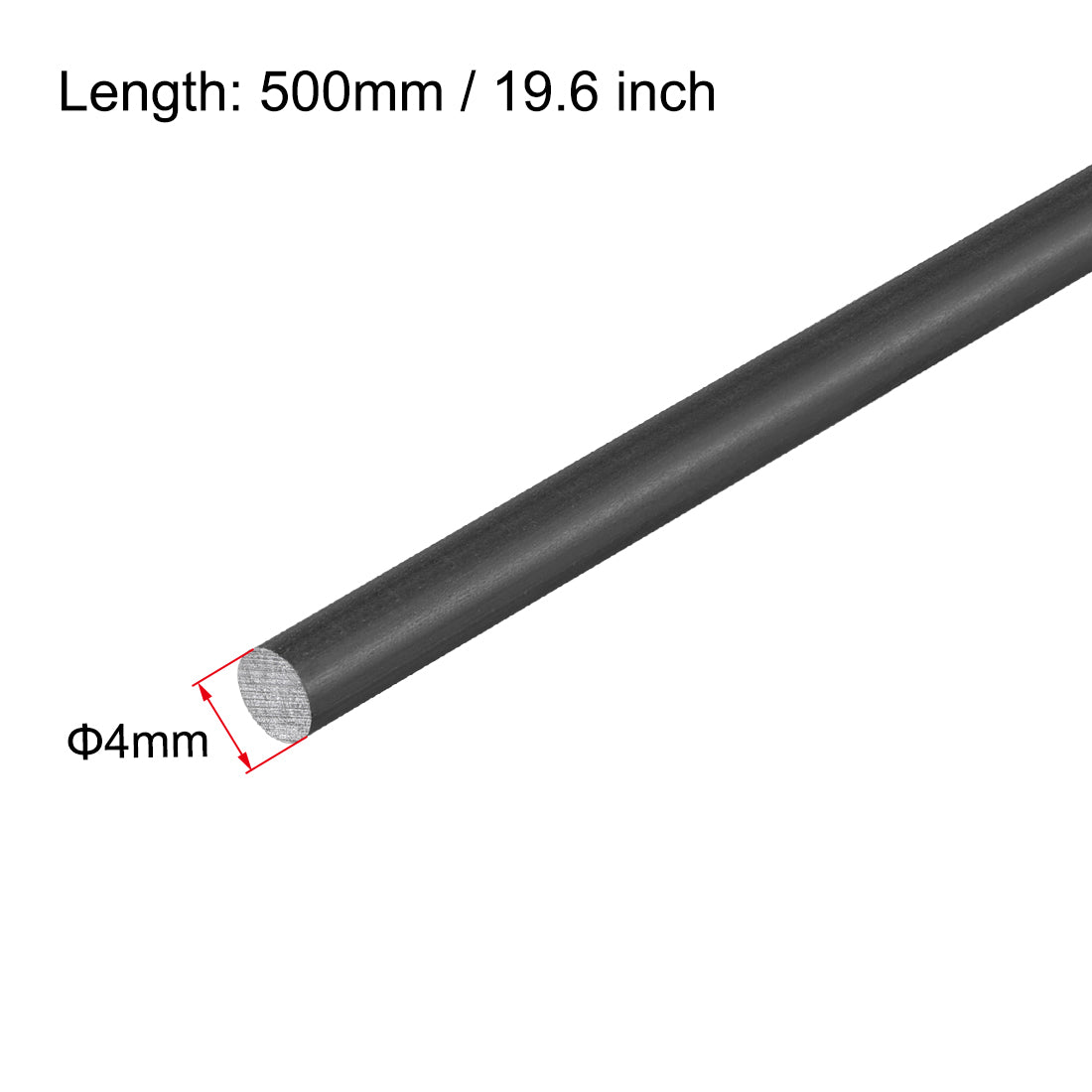 Uxcell Uxcell Carbon Fiber Rod 6mm, 500mm/19.6inch Length for RC Airplane Matte Pole, 2pcs