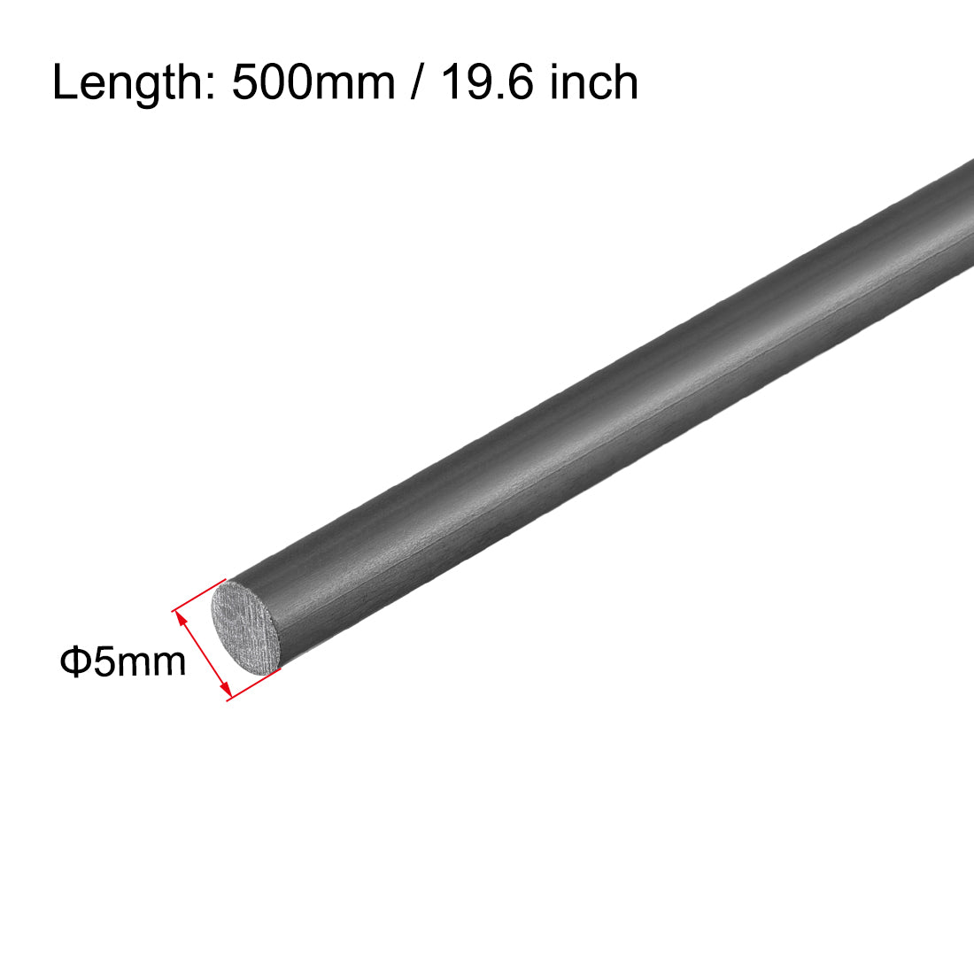 Uxcell Uxcell Carbon Fiber Rod 6mm, 500mm/19.6inch Length for RC Airplane Matte Pole