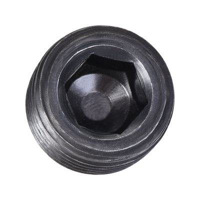 Harfington Uxcell Carbon Steel Internal Hex Thread Socket Pipe Plug M22x1.5 Male Thread Black 5Pcs