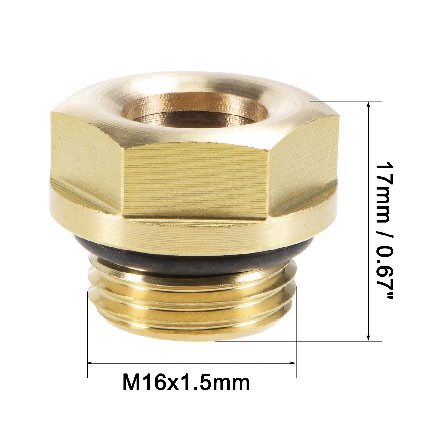 Uxcell Uxcell Oil Liquid Level Gauge Sight Glass M22x1.5mm Male Threaded Brass Air Compressor Fittings with O-Ring, Yellow 2Pcs