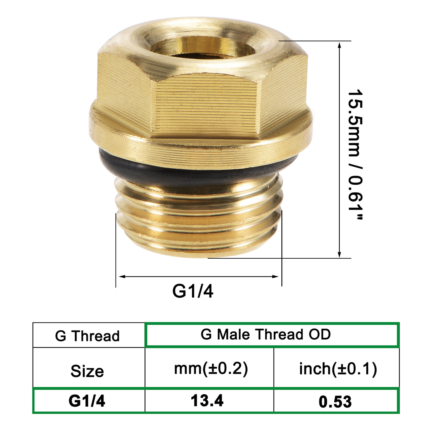 uxcell Uxcell Oil Liquid Level Gauge Sight Glass G1/4 Male Threaded Brass Air Compressor Fittings with O-Ring, Yellow