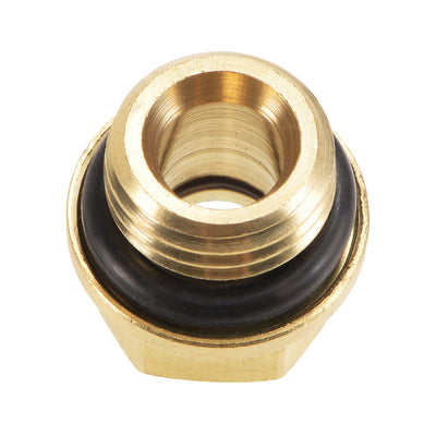 Harfington Uxcell Oil Liquid Level Gauge Sight Glass G1/4 Male Threaded Brass Air Compressor Fittings with O-Ring, Yellow