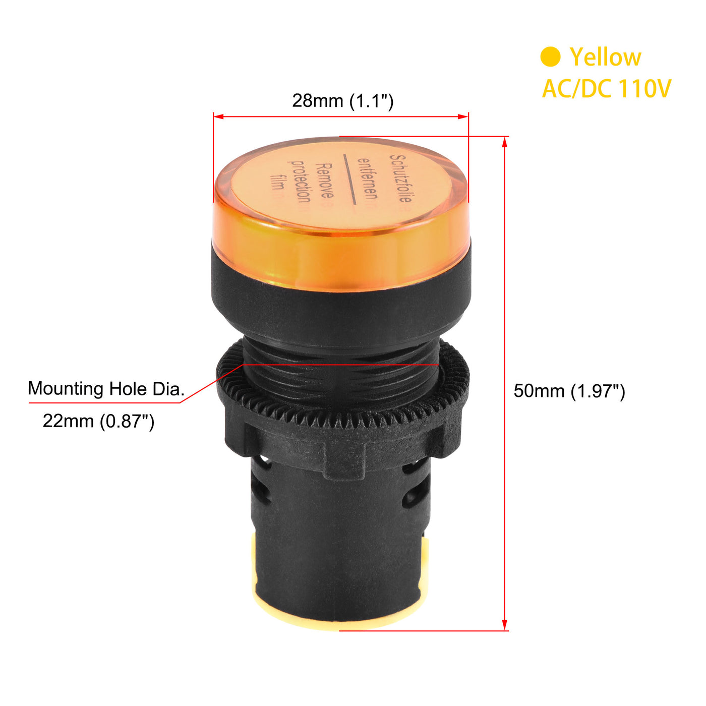 uxcell Uxcell Energy Saving LED Indicator Light AC/DC Dustproof Waterproof IP54 Pilot Lamp for Electrical Equipment Power Operating Status