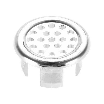 Harfington Uxcell Sink Basin Trim Overflow Cover Insert in Mesh Hole Round Caps Silver Tone 6pcs