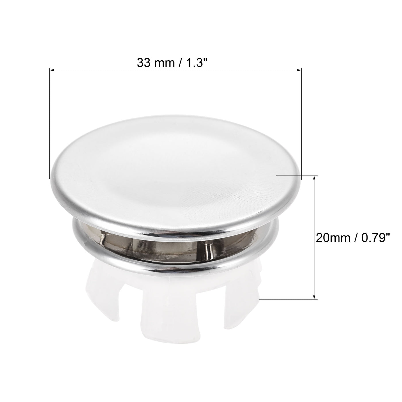 uxcell Uxcell Sink Basin Trim Overflow Cover Insert in Hole Round Caps Silver Tone 33 x 20mm 6pcs