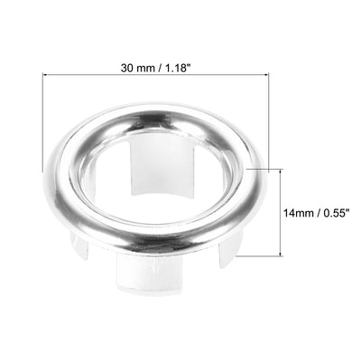 Harfington Uxcell Sink Basin Trim Overflow Cover Insert in Hole Ring Covers Caps Silver Tone 6pcs