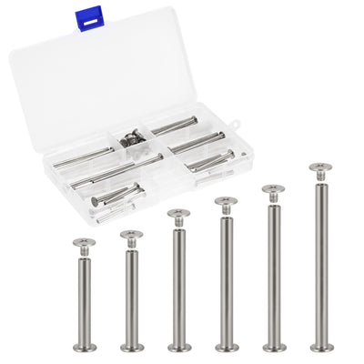 Harfington Uxcell 6 Sizes Phillips Screw Post Male M4x6mm Binding Bolts Silver Tone 30 Sets