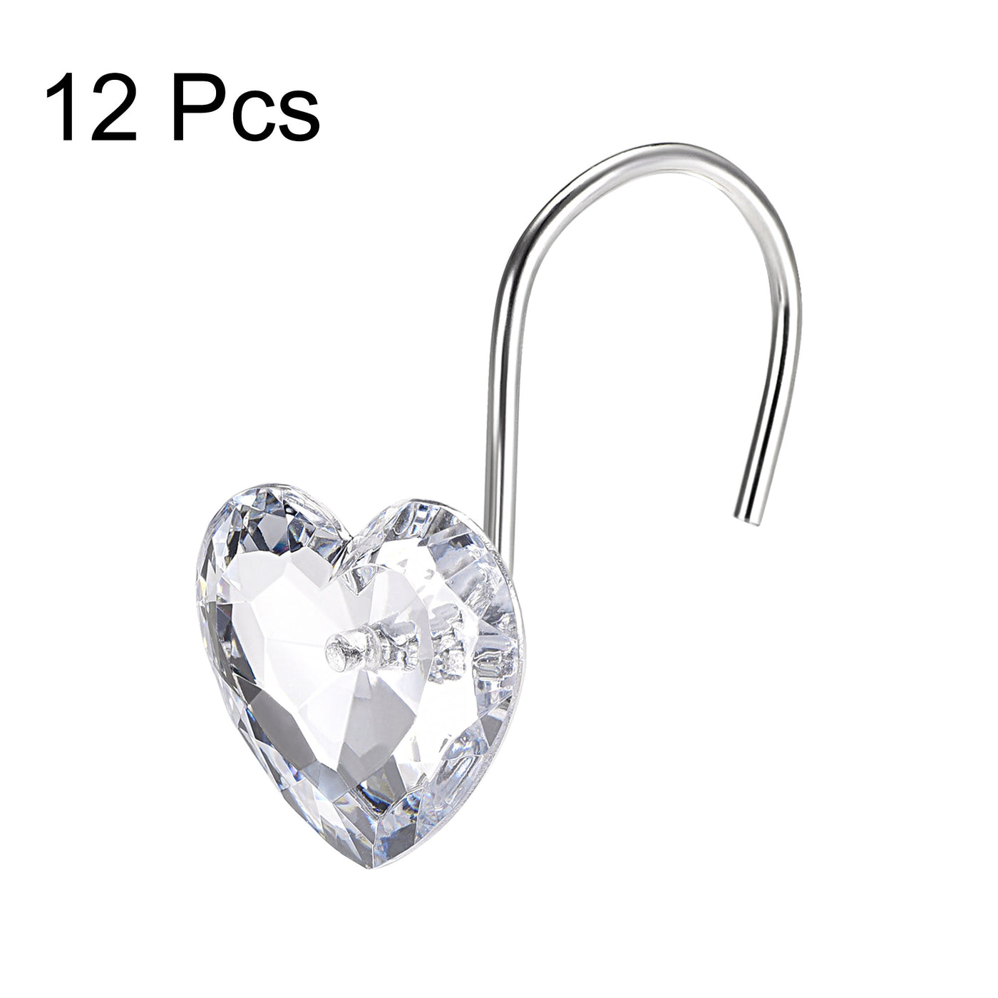 uxcell Uxcell Shower Curtain Hooks for Bathroom, Heart Shape Acrylic Curtain Rod Hangers, Home Decor Hook Rings Transparent 12Pcs