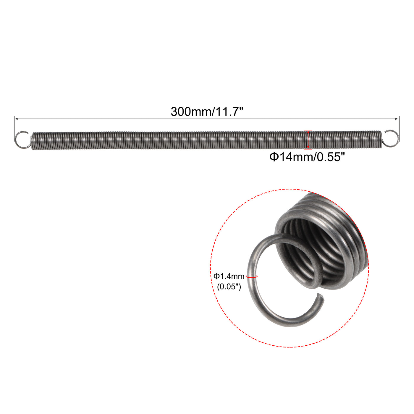 Uxcell Uxcell 1.4mmx14mmx250mm Extended Compression Spring ,8.4Lbs Load Capacity,Grey
