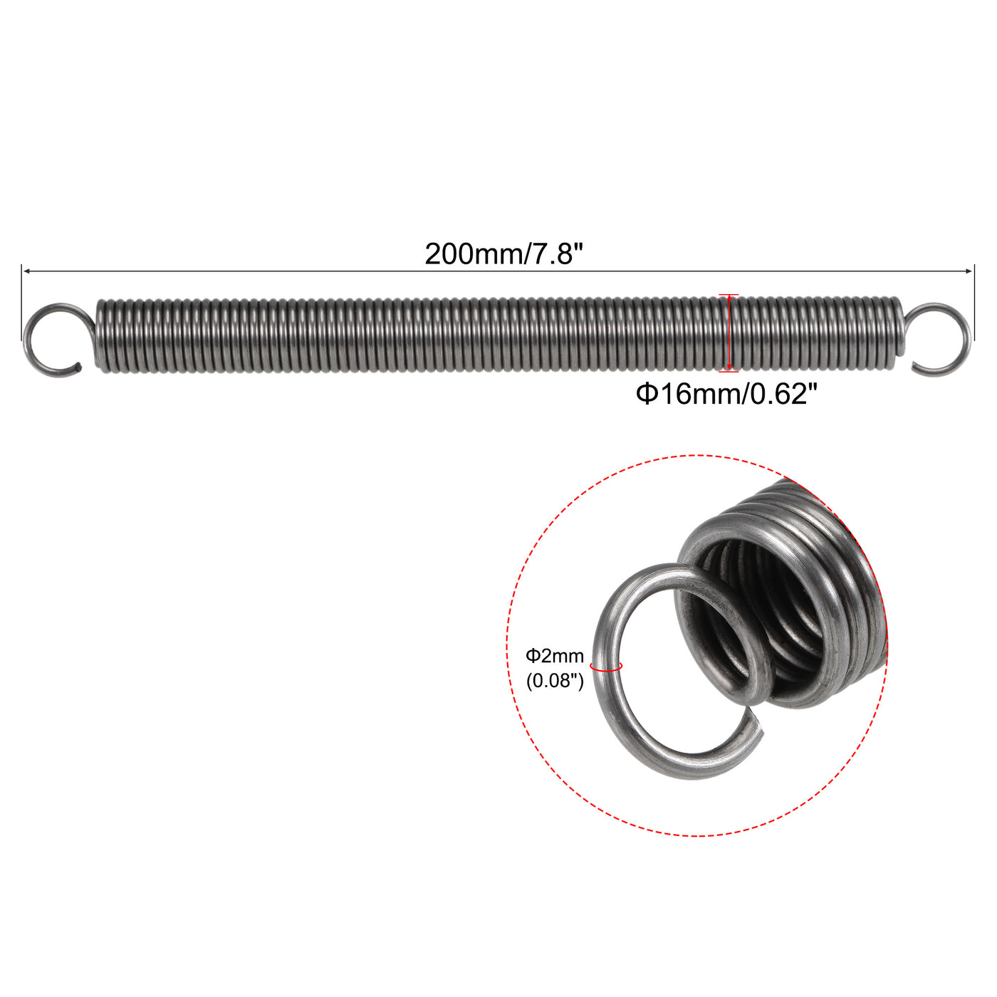 Uxcell Uxcell 2mmx16mmx300mm Extended Compression Spring ,33Lbs Load Capacity,Grey