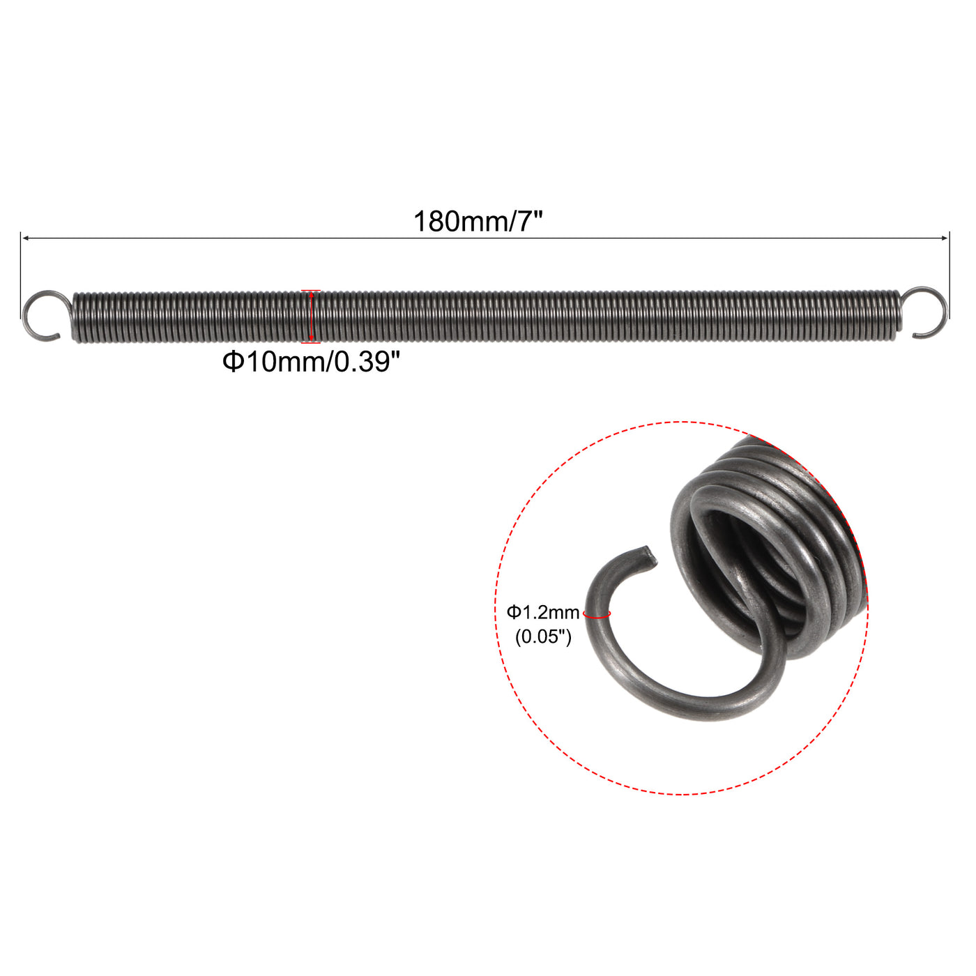 Uxcell 1.2mmx10mmx150mm Extended Compression Spring ,6.6Lbs Load ...