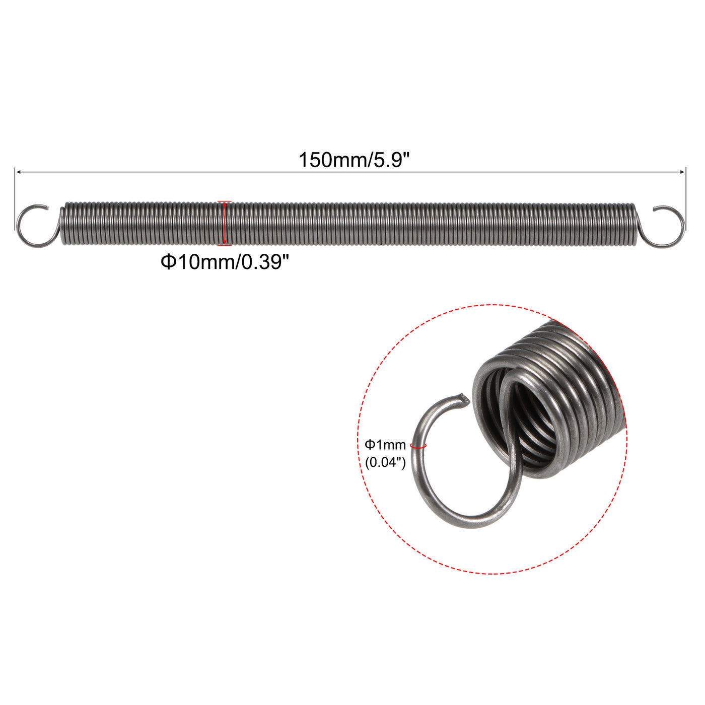 Uxcell Uxcell 1mmx10mmx80mm Extended Extension Spring ,3.3Lbs Load Capacity,Grey 2pcs