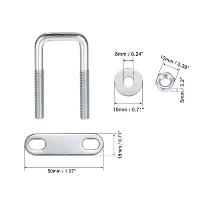 Harfington Uxcell U Bolt, with Nuts Frame Plate Round Washers