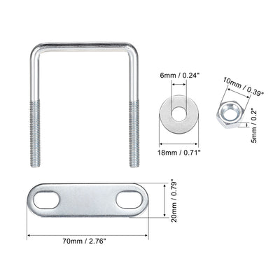 Harfington Uxcell U Bolt, with Nuts Frame Plate Round Washers