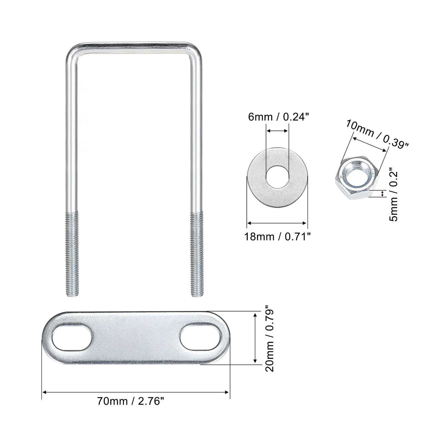 uxcell Uxcell U Bolt, with Nuts Frame Plate Round Washers
