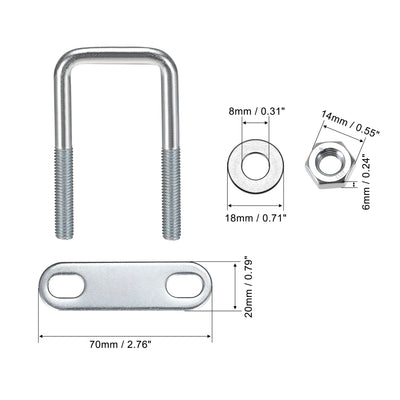 Harfington Uxcell U-Bolts Carbon Steel with Nuts Frame Plate Round Washers