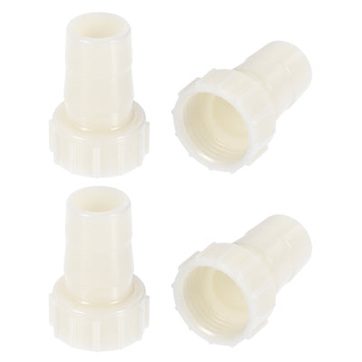 Uxcell Uxcell ABS Hose Barb Fitting Coupler, 16mm Barb x G1/2 Female Thread Pipe Adapter, White 4Pcs