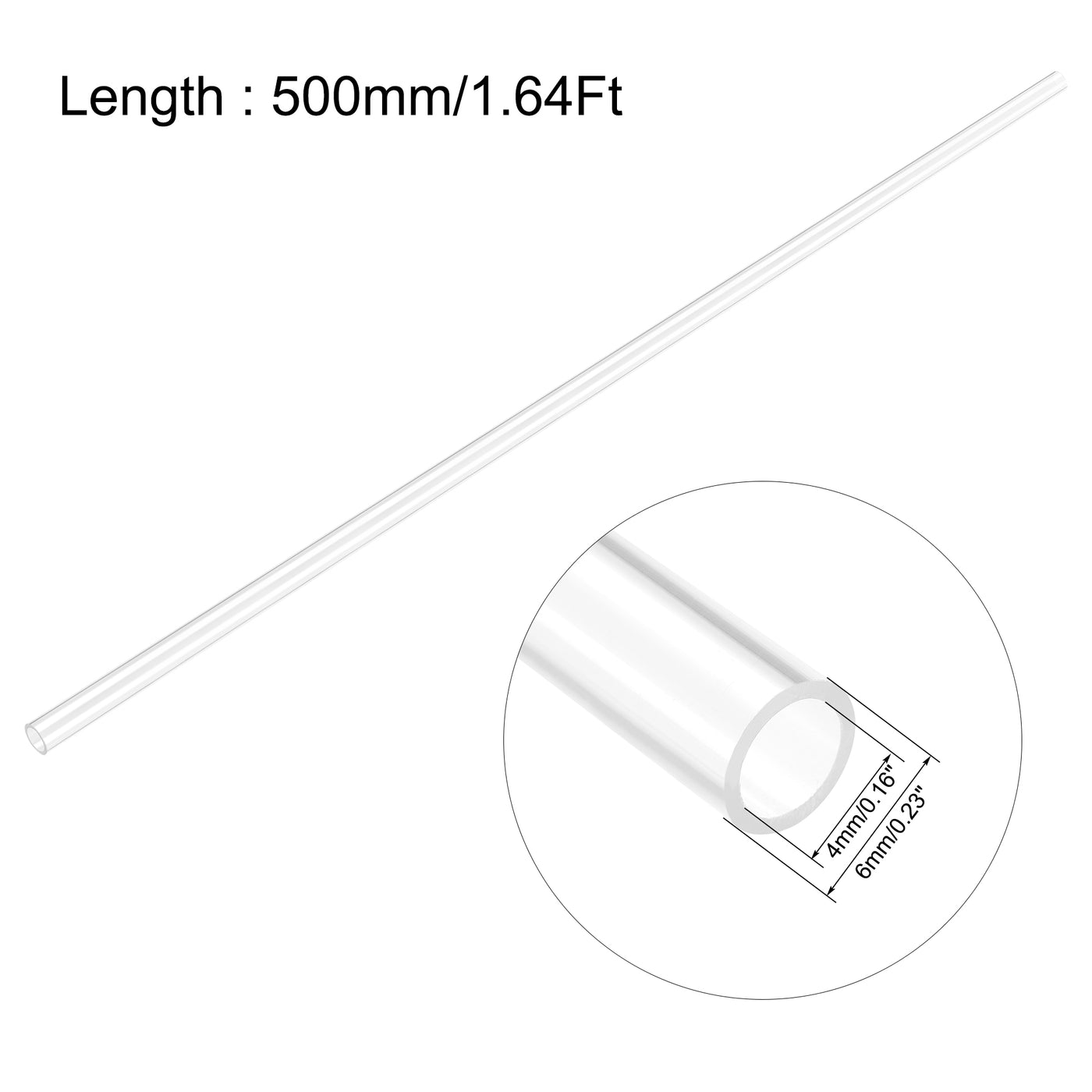 Uxcell Uxcell PC Rigid Round Clear Tubing 47mm(1.85 Inch)IDx50mm(1.97 Inch)ODx500mm(1.64Ft) Length Plastic Tube