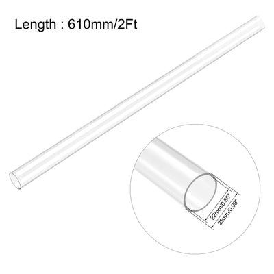 Harfington Uxcell PC Rigid Round Clear Tubing 22mm(0.86 Inch)IDx25mm(0.98 Inch)ODx610mm(2Ft) Length Plastic Tube 2pcs