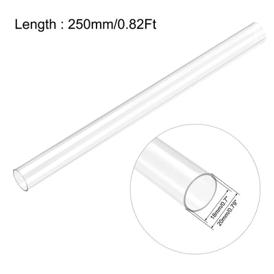 Harfington Uxcell PC Rigid Round Clear Tubing 18mm(0.7 Inch)IDx20mm(0.79 Inch)ODx250mm(0.82Ft) Length Plastic Storage Transparent Tube with Black Lids