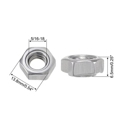 Harfington Uxcell Hex Weld Nuts,1/2-13 Carbon Steel with 3 Projections Machine Screw Gray 20pcs