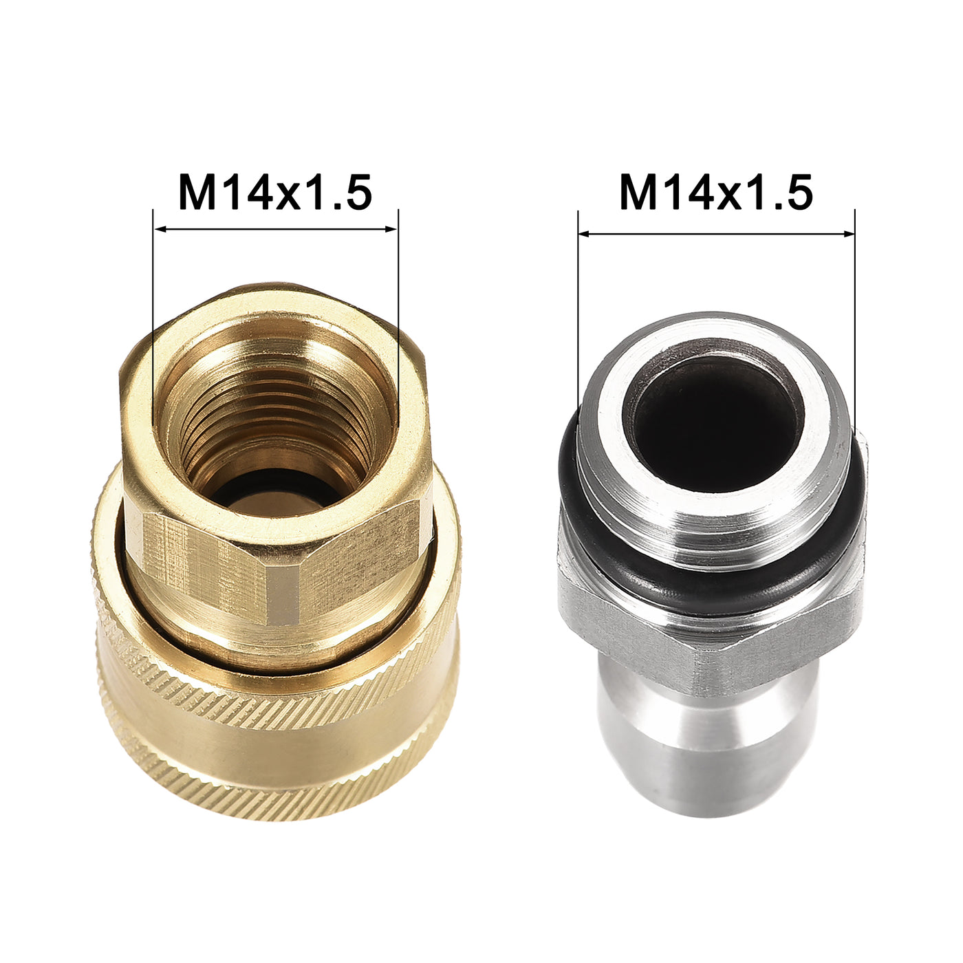 uxcell Uxcell Brass Quick Connect Set Stainless Steel M14x1.5 Male & Female Thread 2 Sets
